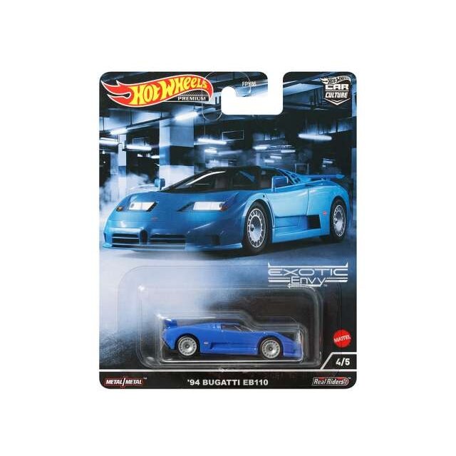 DAMAGED CARD!!!   Hot Wheels Premium Exotic Envy 1994 Bugatti EB110 Blue