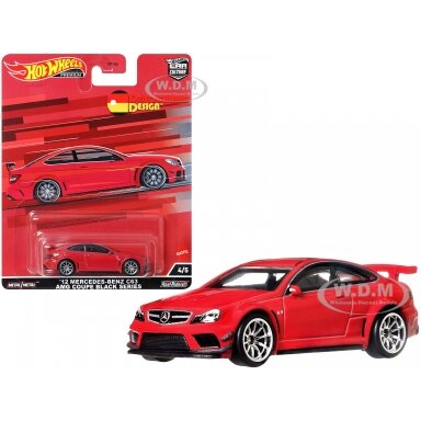 Hot Wheels Premium 2012 Mercedes Benz C63 AMG Coupe black series, red