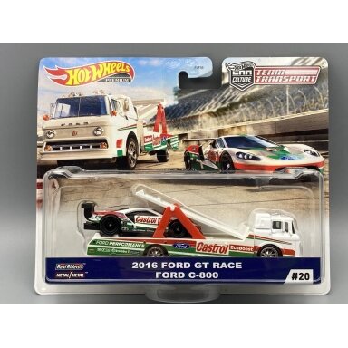 Hot Wheels Premium Team Transport 2016 Ford GT Race *Castrol* on a Ford C-800 Truck, white/red/green Hot Wheels Premium Team Transport 2016 Ford GT Race *Castrol* on a Ford C-800 Truck, white/red/green