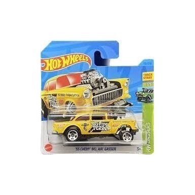 Hot Wheels '55 Chevy Bel Air Gasser Yellow GASSERS 2023 #110 Short Card Hot Wheels '55 Chevy Bel Air Gasser Yellow GASSERS 2023 #110 Short Card
