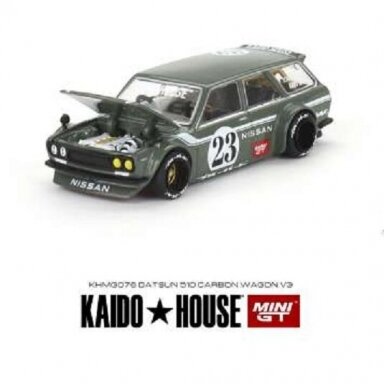 Mini GT Kaido House Modeliukas Datsun Kaido Wagon 510 Carbon Fiber V3, green Mini GT Kaido House Modeliukas Datsun Kaido Wagon 510 Carbon Fiber V3, green
