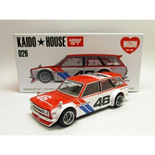 Mini GT Kaido House Datsun Kaido 510 Wagon BRE V1, white/red