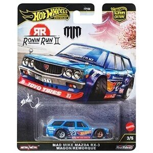 Hot Wheels Premium Ronin Run II Mad Mike Mazda RX-3 Wagon/Remorque Blue