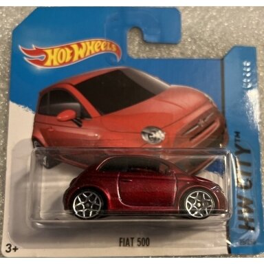 Hot Wheels 2014 Mainline Fiat 500 red short card