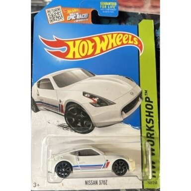 Hot Wheels Mainline 2015 Year Nissan 370z White Long card Guaranteed For Life