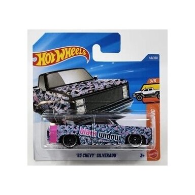 Hot Wheels Mainline 2026 Case C 83 Chevy Silverado Black - Black Widow Short Card
