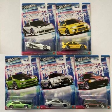 Hot Wheels Mainline 90s Street Scene Set (1992 Honda Civic,Nissan 180SX,Mitsubishi Lancer VI,Nissan 300ZX,Toyota Celica GT-Four)