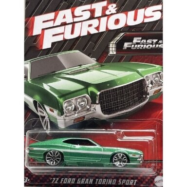 Hot Wheels Mainline Fast and Furious 72 Ford Gran Torino Sport green