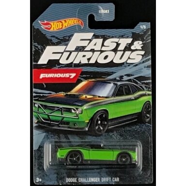 Hot Wheels Mainline Fast and Furious Dodge Challenger Drift Car Green