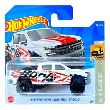 Hot Wheels Mainline 19 Chevy Silverado Trail Boss LT White Borla