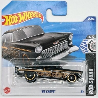 Hot Wheels Mainline 1955 Chevy Black Short Card