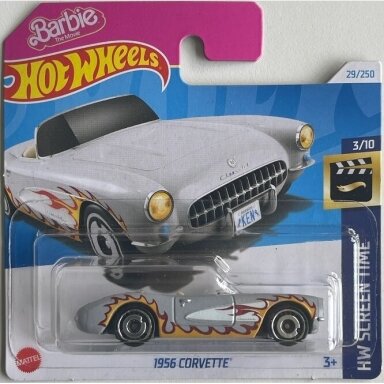Hot Wheels Mainline 1956 Corvette BarbieSilver Fire short card