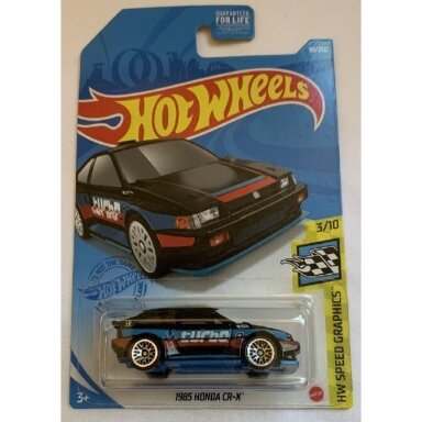 Hot Wheels Mainline 1985 Honda CR-X Turbo Black Long Card HW Speed Graphics