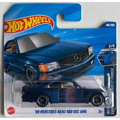 Hot Wheels Mainline 1989 Mercedes Benz 560 Sec AMG Blue Short Card