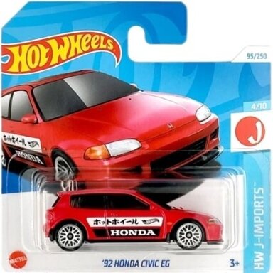 Hot Wheels Mainline 1992 Honda Civic EG Red Short Card