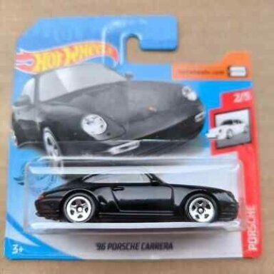 Hot Wheels Mainline 1996 Porsche Carrera Black short card