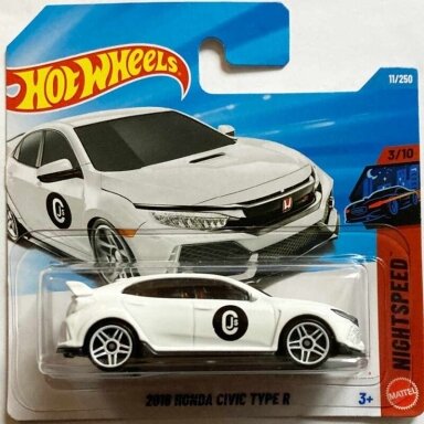 Hot Wheels Mainline 2018 Honda Civic Type R White Cjs Short card