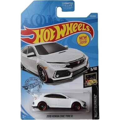 CARD 9/10!!!   Hot Wheels Mainline 2018 Honda Civic Type R White Long Card