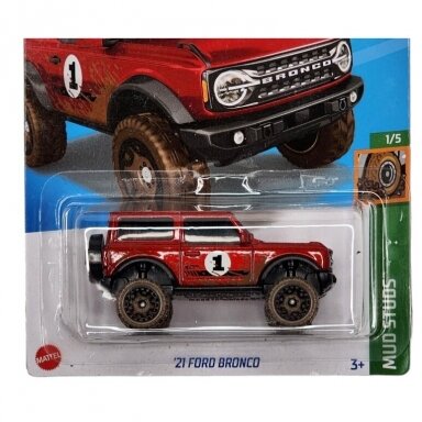 Hot Wheels Mainline 21 Ford Bronco red short card