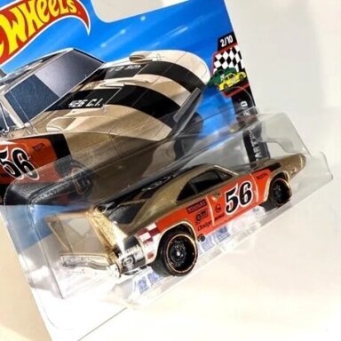 Hot Wheels Mainline 69 Dodge Charger Daytone Brown/Red No.56 Short card Metal Base