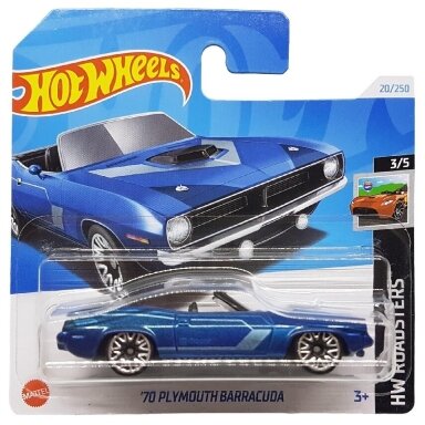 Hot Wheels Mainline 70 Plymouth Barracuda Cabriolet Blue short card