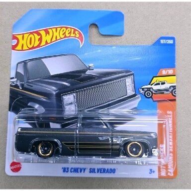 Hot Wheels Mainline 83 Chevy Silverado Black - Metal Base