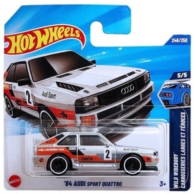Hot Wheels Mainline 84 Audi Sport Quattro Silver Tresure Hunt TH Short Card