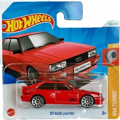 Hot Wheels Mainline Modeliukas 87 Audi Quattro red (yra Sandėlyje)