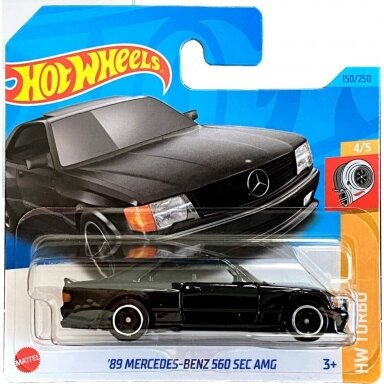 Hot Wheels Mainline 89 Mercedes Benz 560 Sec AMG black Short Card