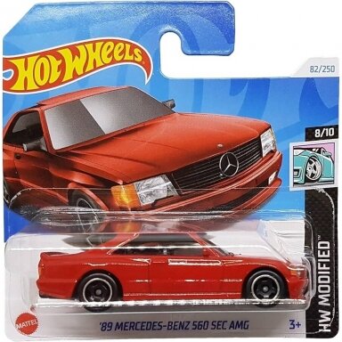 Hot Wheels Mainline 89 Mercedes Benz 560 Sec AMG red Short Card