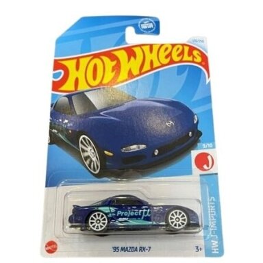 Hot Wheels Mainline 95 Mazda RX-7 blue Long Card