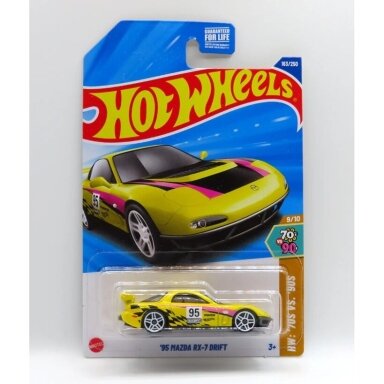 Hot Wheels Mainline 95 Mazda RX-7 Drift Yellow Long Card Hot Wheels Mainline 95 Mazda RX-7 Drift Yellow Long Card