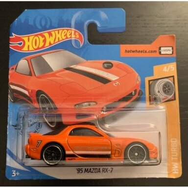 Hot Wheels Mainline Modeliukas 95 Mazda RX-7 orange short card (yra Sandėlyje)