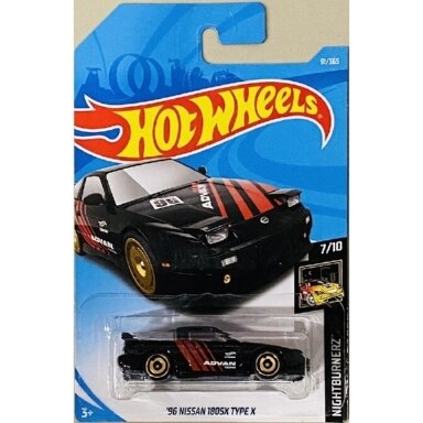 Hot Wheels Mainline 96 Nissan 180SX Type X Advan Black Long Card