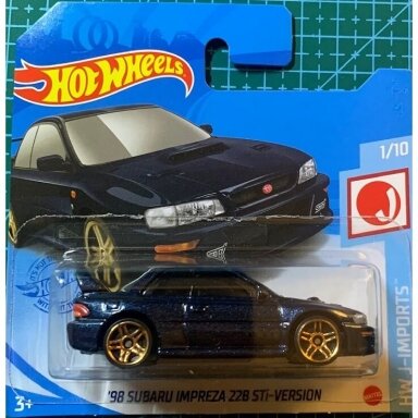 Hot Wheels Mainline 98 Subaru Impreza 22B Sti dark blue short card