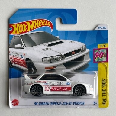 SULANKSTYTA KORTELĖ!!! Hot Wheels Mainline Modeliukas '98 Subaru Impreza 22B-Sti white short card SULANKSTYTA KORTELĖ!!! Hot Wheels Mainline Modeliukas '98 Subaru Impreza 22B-Sti white short card