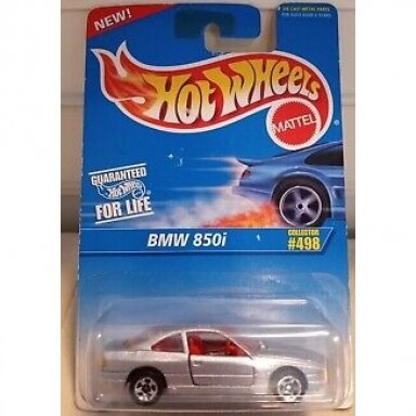 Hot Wheels Mainline BMW 850i silver DOORS OPEN (card condition 8/10)