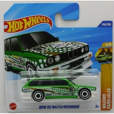 Hot Wheels Mainline BMW M3 Wagon/Remorque Green E30 Short Card