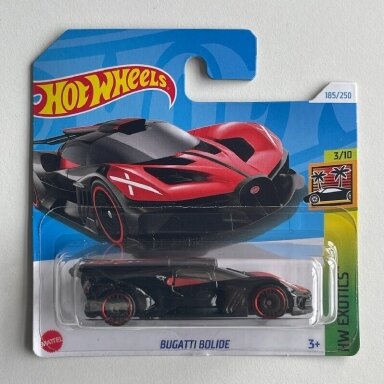 Hot Wheels Mainline Bugatti Bolide Black/Red Short card