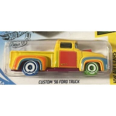 Hot Wheels Mainline Custom 1956 Ford Truck Yellow TH - Treasure hunt Short Card