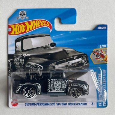 Hot Wheels Mainline Custom 56 Ford Truck/Camion Black short card