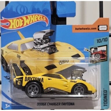 Hot Wheels Mainline Dodge Charger Daytona Yellow TH - Treasure hunt Short Card