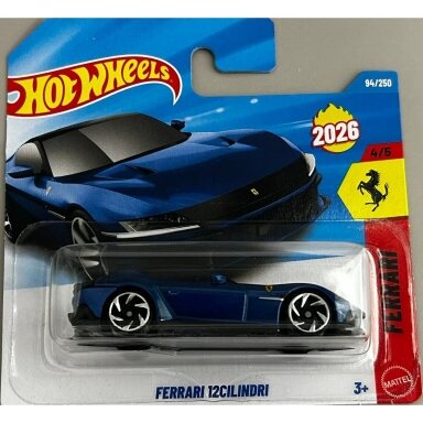 Hot Wheels Mainline Ferrari 12Cilindri Blue Short Card