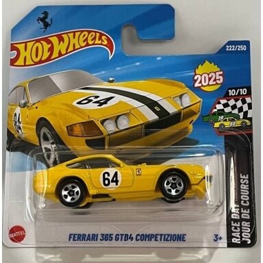 Hot Wheels Mainline Ferrari 365 GTB4 competizione Yellow short card