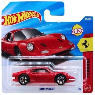Hot Wheels Mainline Ferrari Dino 206 GT Red Short Card Hot Wheels Mainline Ferrari Dino 206 GT Red Short Card