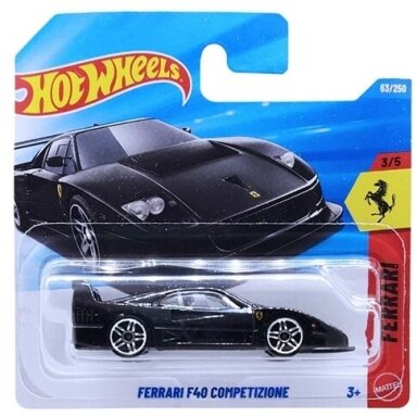 Hot Wheels Mainline Ferrari F40 Competizione Black Short Card
