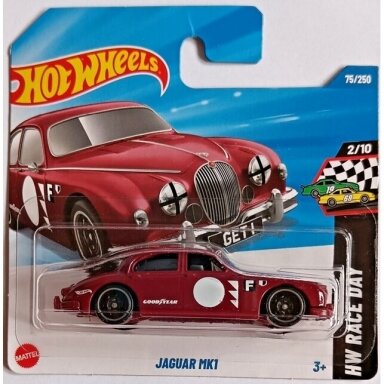 Hot Wheels Mainline Jaguar MK1 dark red short card
