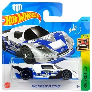 Hot Wheels Mainline Mad Mike Drift white short card