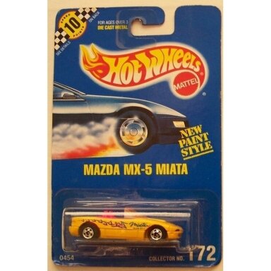 Hot Wheels Mainline Mazda MX-5 Miata Yellow Long card Guaranteed For Life