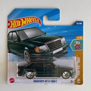 Hot Wheels Mainline Mercedes Benz 500 E Green Short Card Hot Wheels Mainline Mercedes Benz 500 E Green Short Card